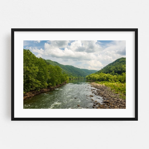 The New River 01 - Glen Jean West Virginia Photography Nature Landscape Forest Mountain Scenic Rural Black Framed Wall Art Print 5 x 7 inches