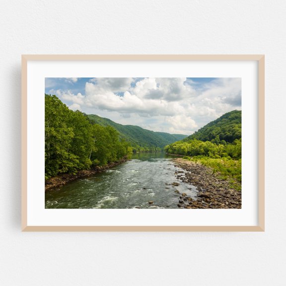 The New River 01 - Glen Jean West Virginia Photography Nature Landscape Forest Mountain Scenic Rural Oak Framed Wall Art Print 5 x 7 inches