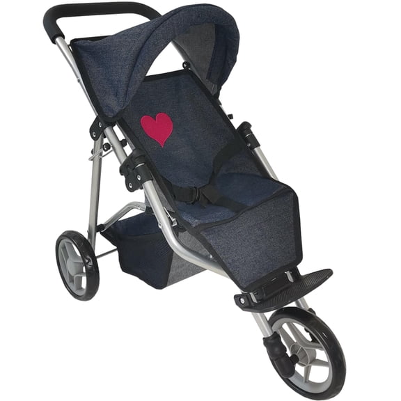 The New York Doll Collection Baby Doll Stroller Jogging Toy Stroller Denim