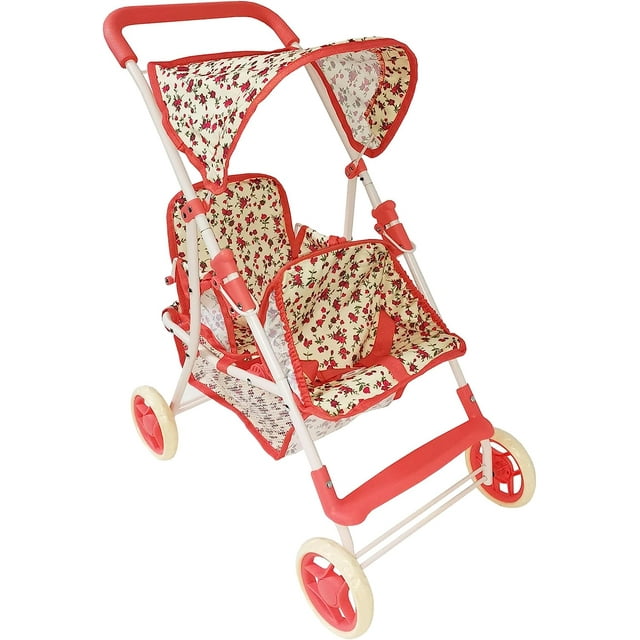 The New York Doll Collection Double Baby Doll Stroller Floral