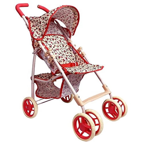 The New York Doll Collection Floral Print Baby Doll Stroller for Kids, Girls, Boys