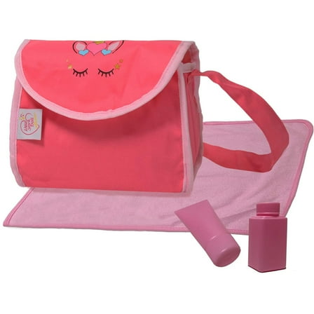 The New York Doll Collection Unicorn Diaper Travel Bag Doll Accessories, 5 Pieces