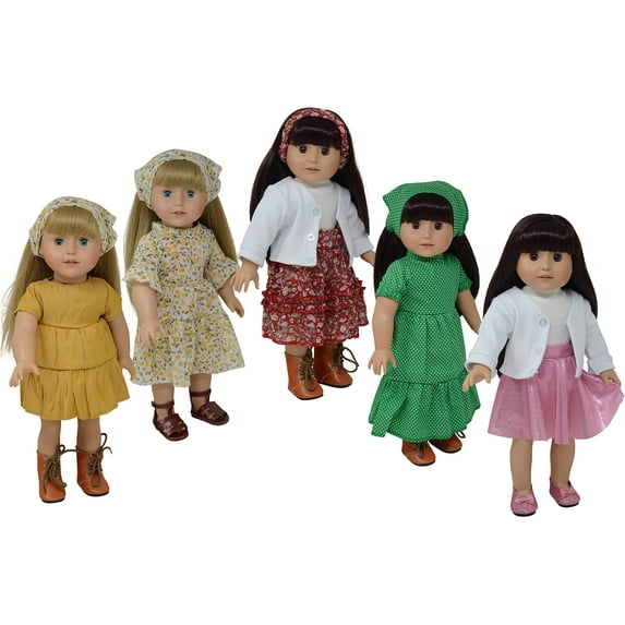 The New York Doll Collection Vintage Wardrobe - 10 Piece Clothes and Accessories Set Fits 18 inch Dolls