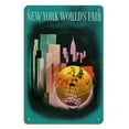 thumbnail image 1 of The New York Worlds Fair 1964-1965 - Vintage Airline Travel Poster by Henry K. Bencrathy c.1964 - 8 x 12 inch Vintage Wood Art Sign, 1 of 4
