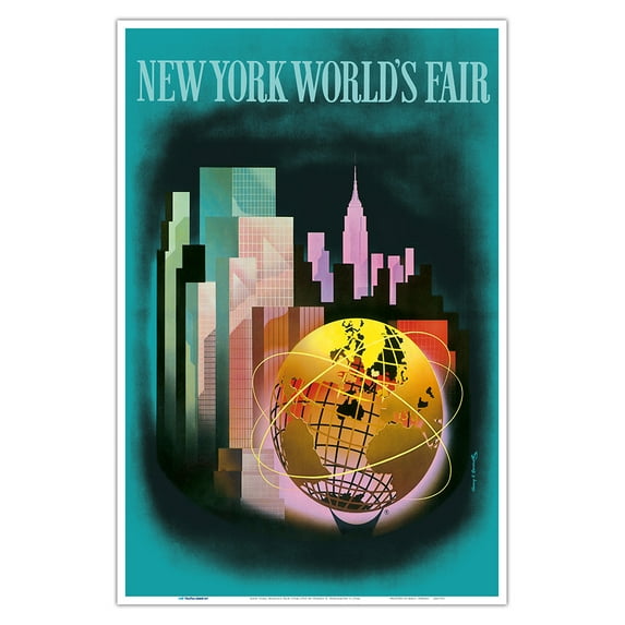 The New York Worlds Fair 1964-1965 - Vintage Airline Travel Poster by Henry K. Bencrathy c.1964 - Master Art Print (Unframed) 12in x 18in
