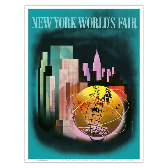 The New York Worlds Fair 1964-1965 - Vintage Airline Travel Poster by Henry K. Bencrathy c.1964 - Master Art Print (Unframed) 9in x 12in