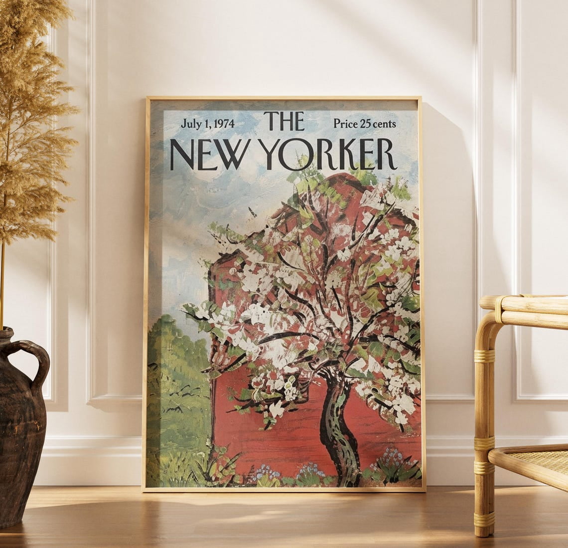 The New Yorker Spring Blossom Red Barn Magazine Cover Poster, Magazine ...