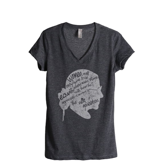 The Next Generation RBG Women's Fashion Relaxed V-Neck T-Shirt Tee Charcoal Grey 2X-Large