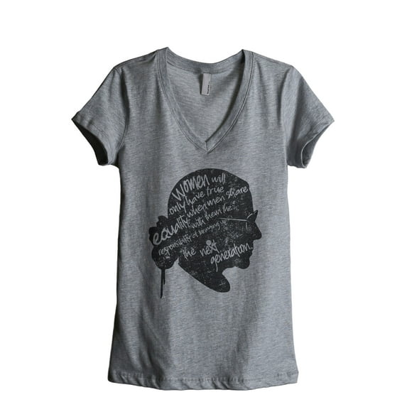 The Next Generation RBG Women's Fashion Relaxed V-Neck T-Shirt Tee Heather Grey Medium