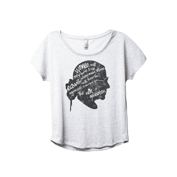 The Next Generation RBG Women's Fashion Slouchy Dolman T-Shirt Tee Heather White X-Large