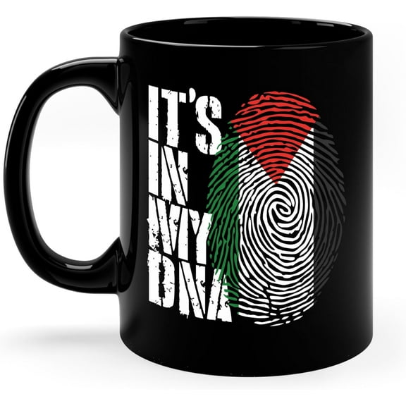 The Next It's In My DNA Palestinian Arabic Gifts Palestine Flag Coffee Mug For Men Women (11 oz, Black)