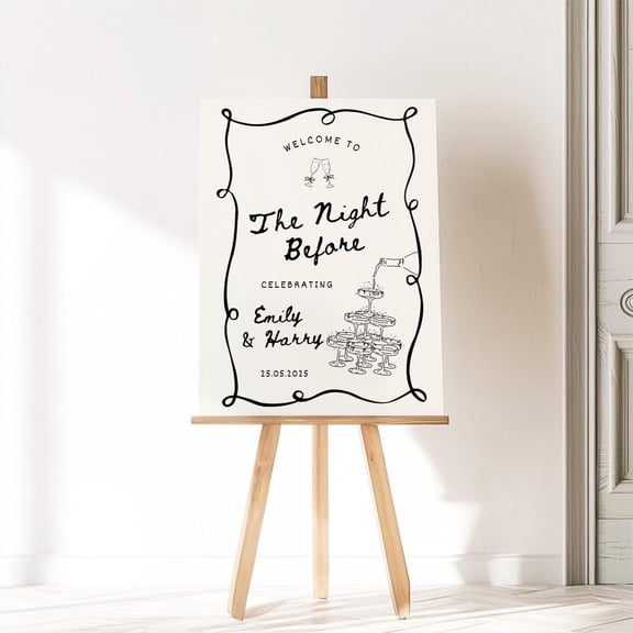 The Night Before Rehearsal Dinner Welcome Engagement Party Sign Decor Unframed Paper Print