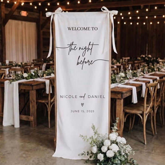 The Night Before Wedding Satin Banner, Personalized Rehearsal Dinner Sign, Custom Event Backdrop