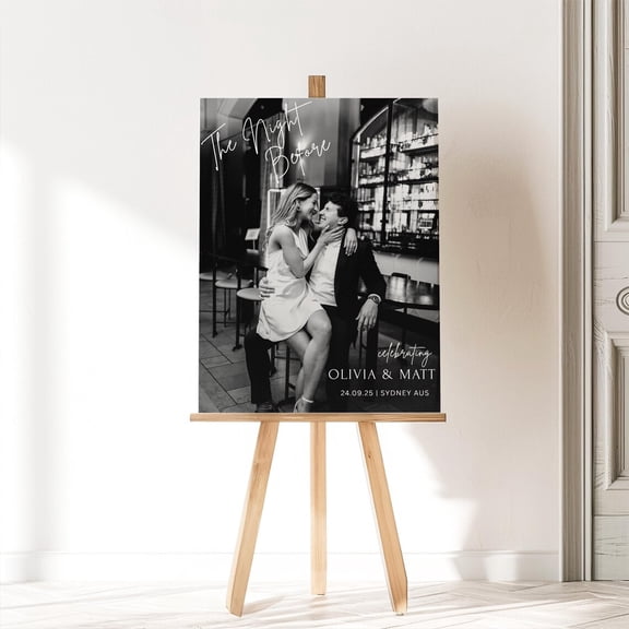 The Night Before Welcome Photo Engagement Party Entrance Sign Decor Unframed Paper Print