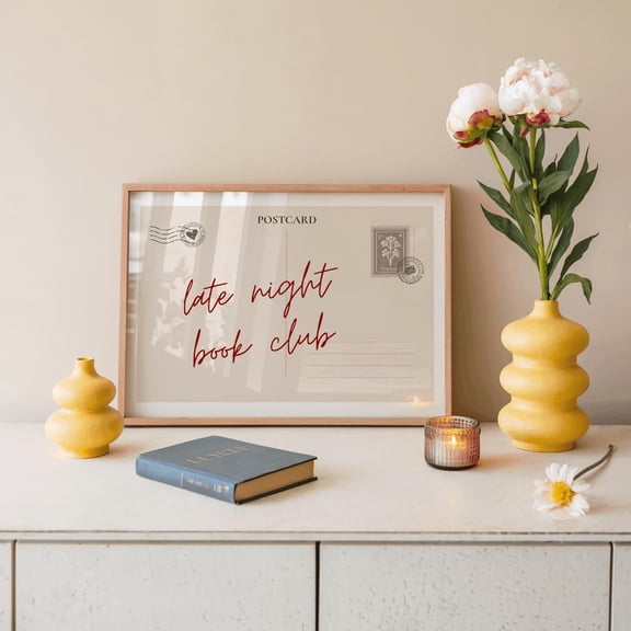 The Night Book Club Trendy Postcard Lover Bookish Wall Art Dorm Decor Cute Design1 Unframed Paper Print