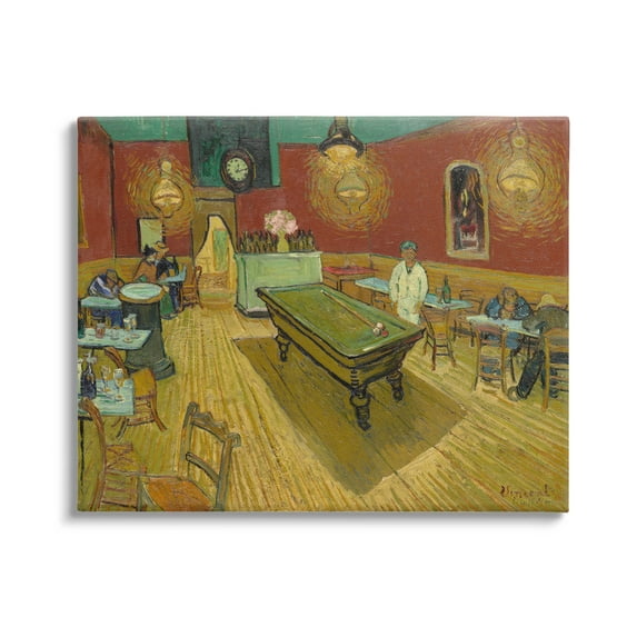The Night Café Van Gogh Scene Painting Travel & Places Painting Gallery Wrapped Canvas Print Wall Art