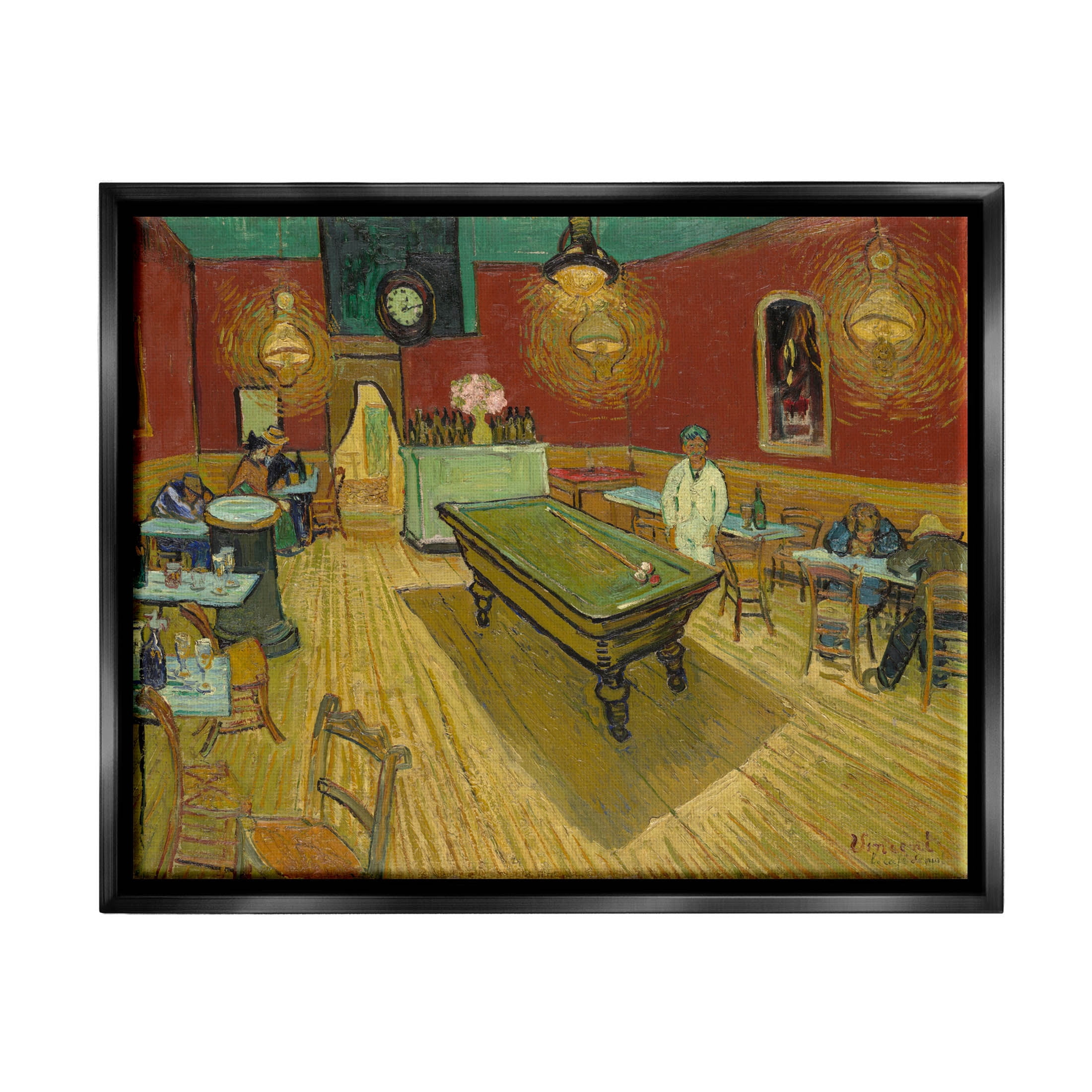 The Night Café Van Gogh Scene Painting Travel & Places Painting Jet Black Framed Art Print Wall Art