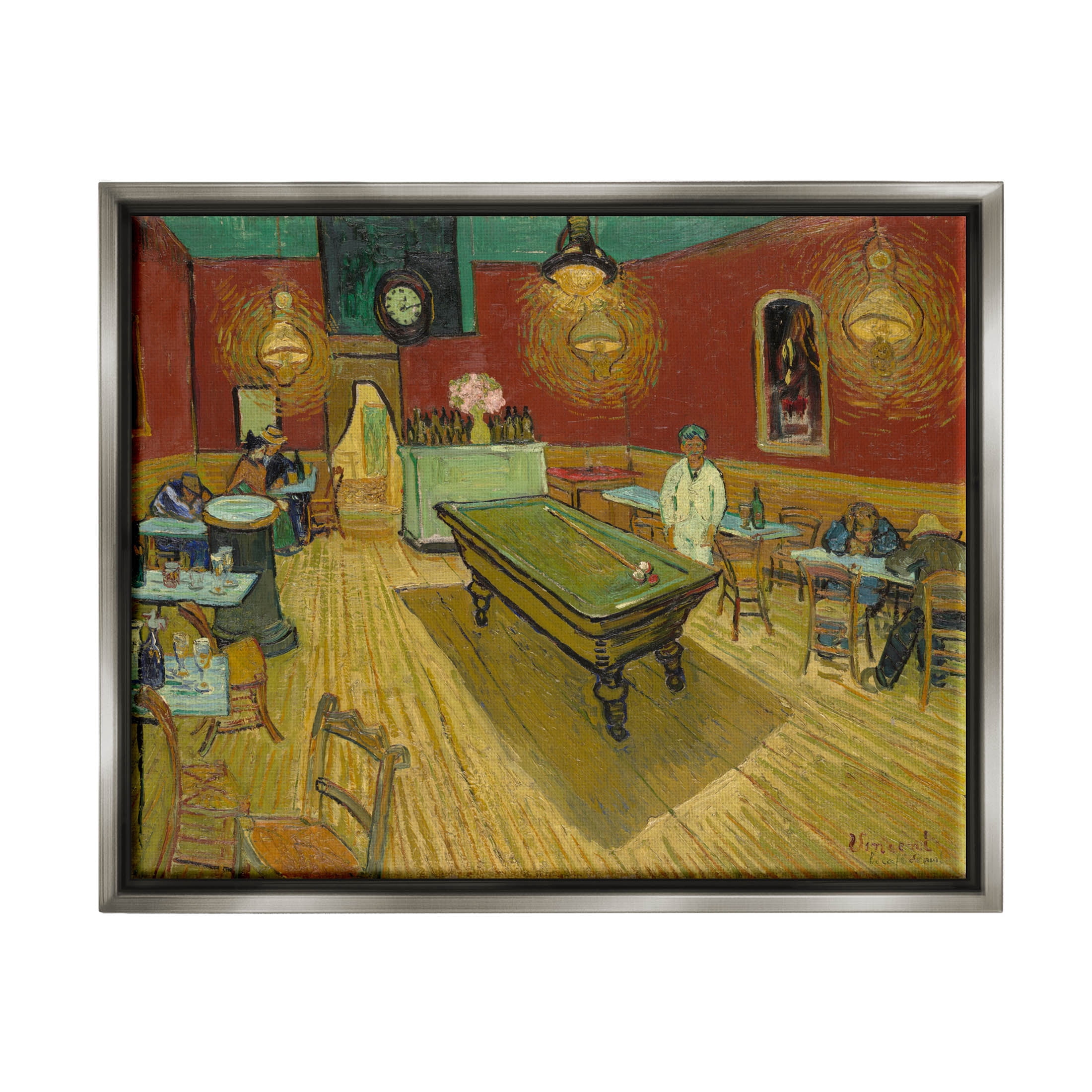 The Night Café Van Gogh Scene Painting Travel & Places Painting Luster Gray Framed Art Print Wall Art