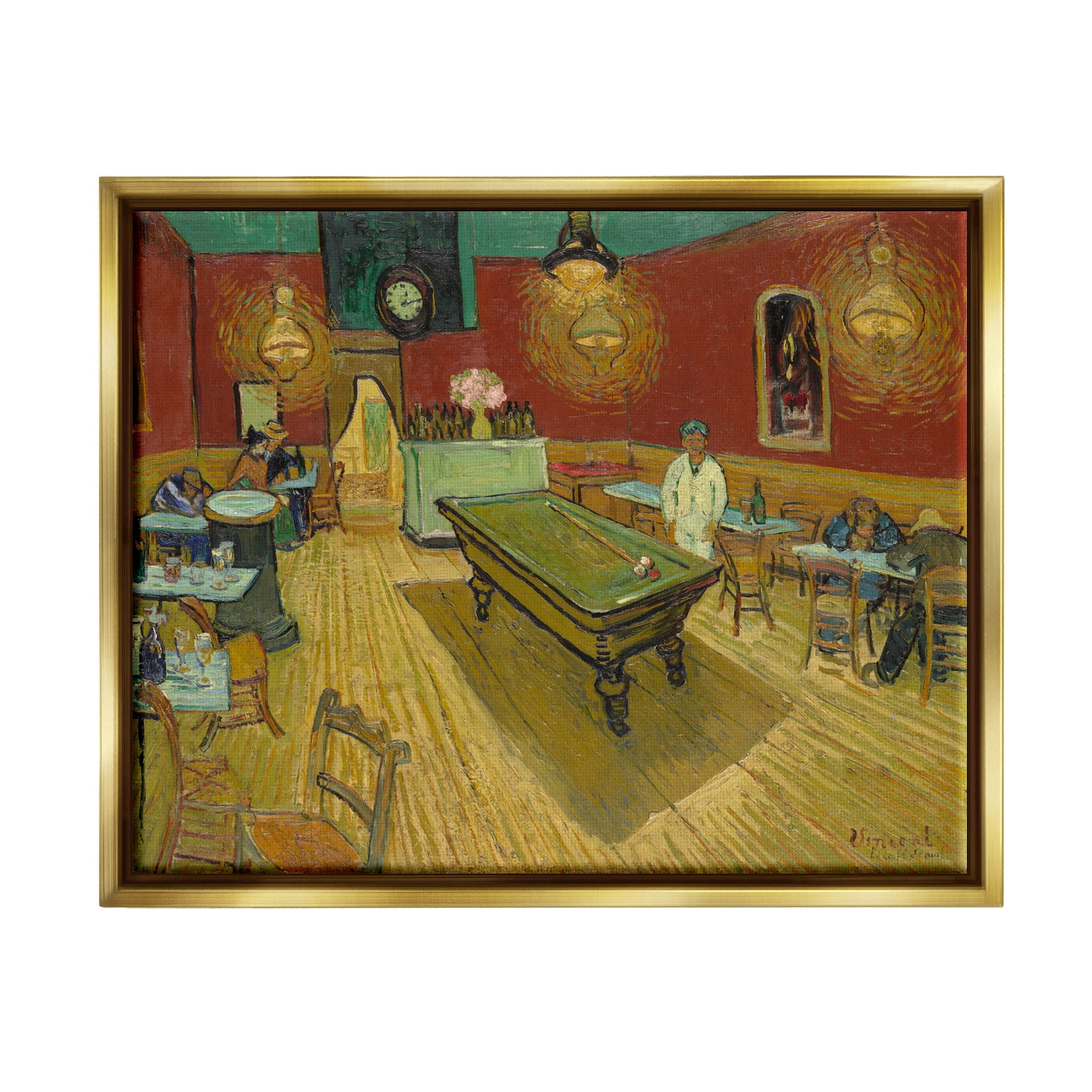 The Night Café Van Gogh Scene Painting Travel & Places Painting Metallic Gold Framed Art Print Wall Art
