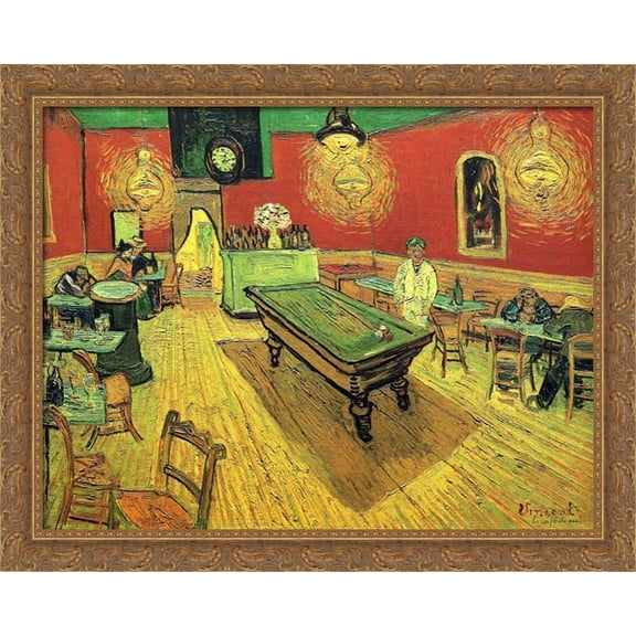 The Night Cafe 34x28 Large Gold Ornate Wood Framed Canvas Art by Vincent van Gogh