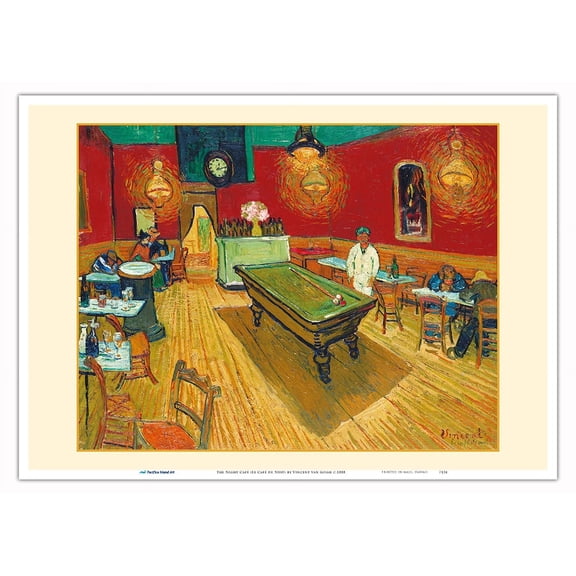 The Night Café (Le Café de Nuit) - From an Original Color Painting by Vincent van Gogh c.1888 - Master Art Print 10in x 14in