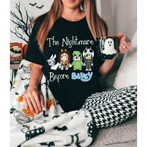 The Nightmare Before Bluey T-shirt, Bluey Friends Halloween Funny Shirt, Black Color, Size S