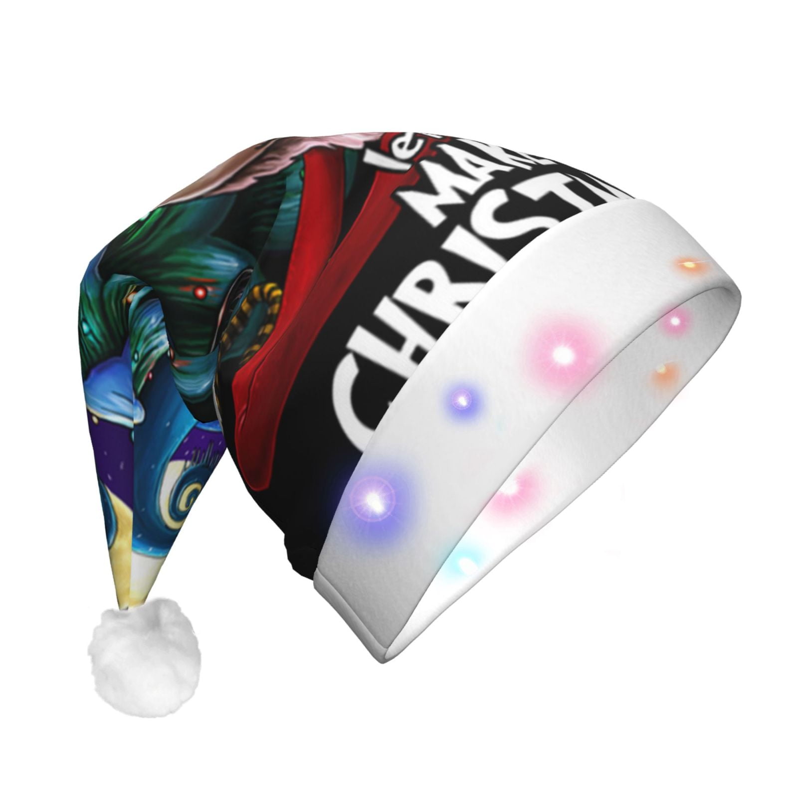 The-Nightmare-Before-Christmas 103 Adult Light Up Santa Hat Led Christmas Hat Funny Xmas Decoration Festive Holiday Party Supplies