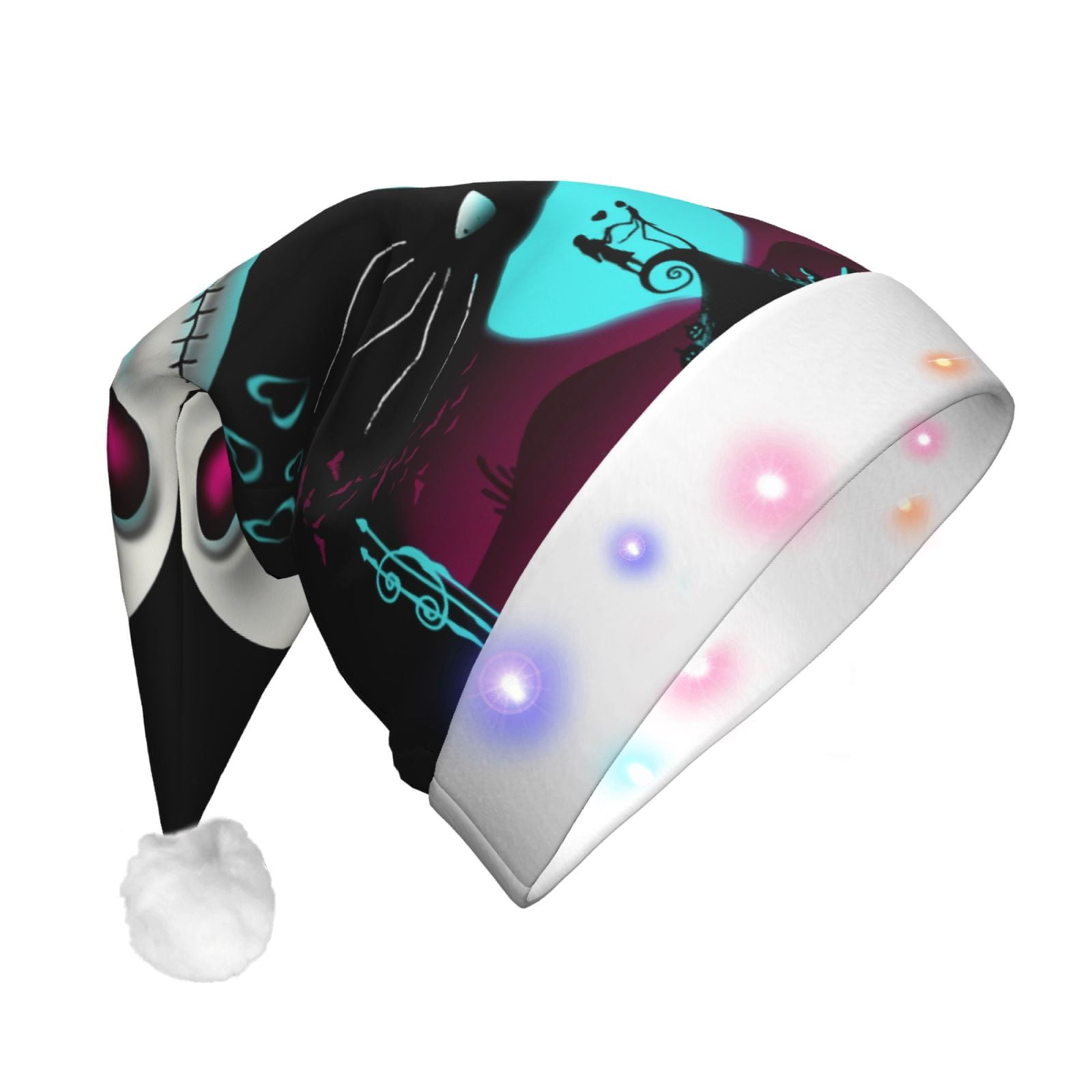 The-Nightmare-Before-Christmas 105 Adult Light Up Santa Hat Led Christmas Hat Funny Xmas Decoration Festive Holiday Party Supplies