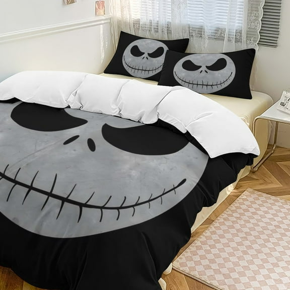 The Nightmare Before Christmas 3 Piece Bedding Set Soft Comforter Theme Room Decor Bedclothes-1 Duvet Cover with 2 Pillowcases (90"x90")