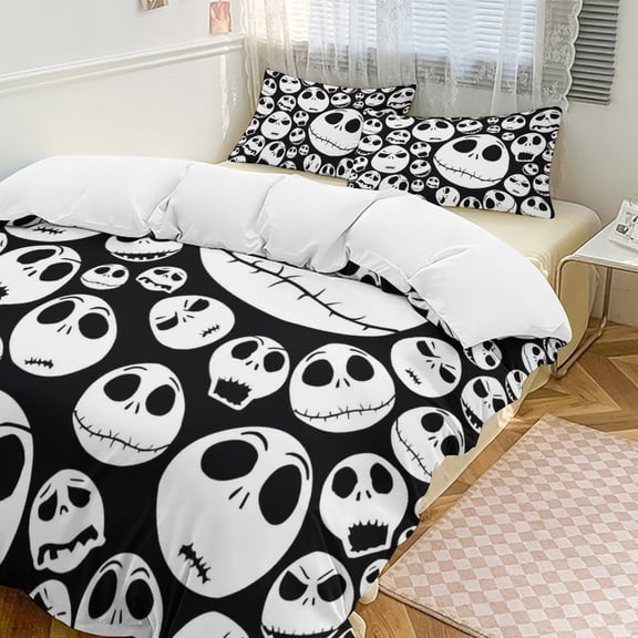 The Nightmare Before Christmas 3 Piece Bedding Set Soft Comforter Theme Room Decor Bedclothes-1 Duvet Cover with 2 Pillowcases (90"x90")