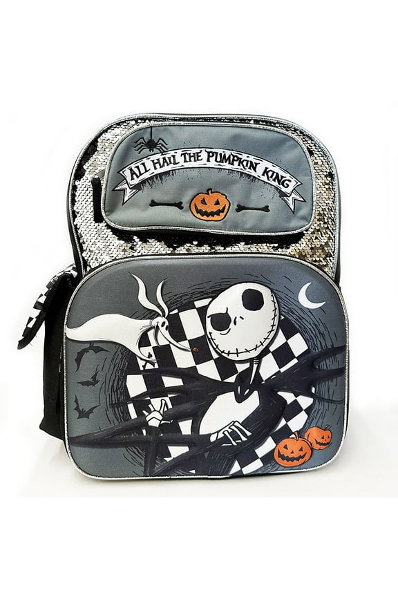 The Nightmare Before Christmas 30th New 3D Molded Magic Sequins 16" Large Backpack