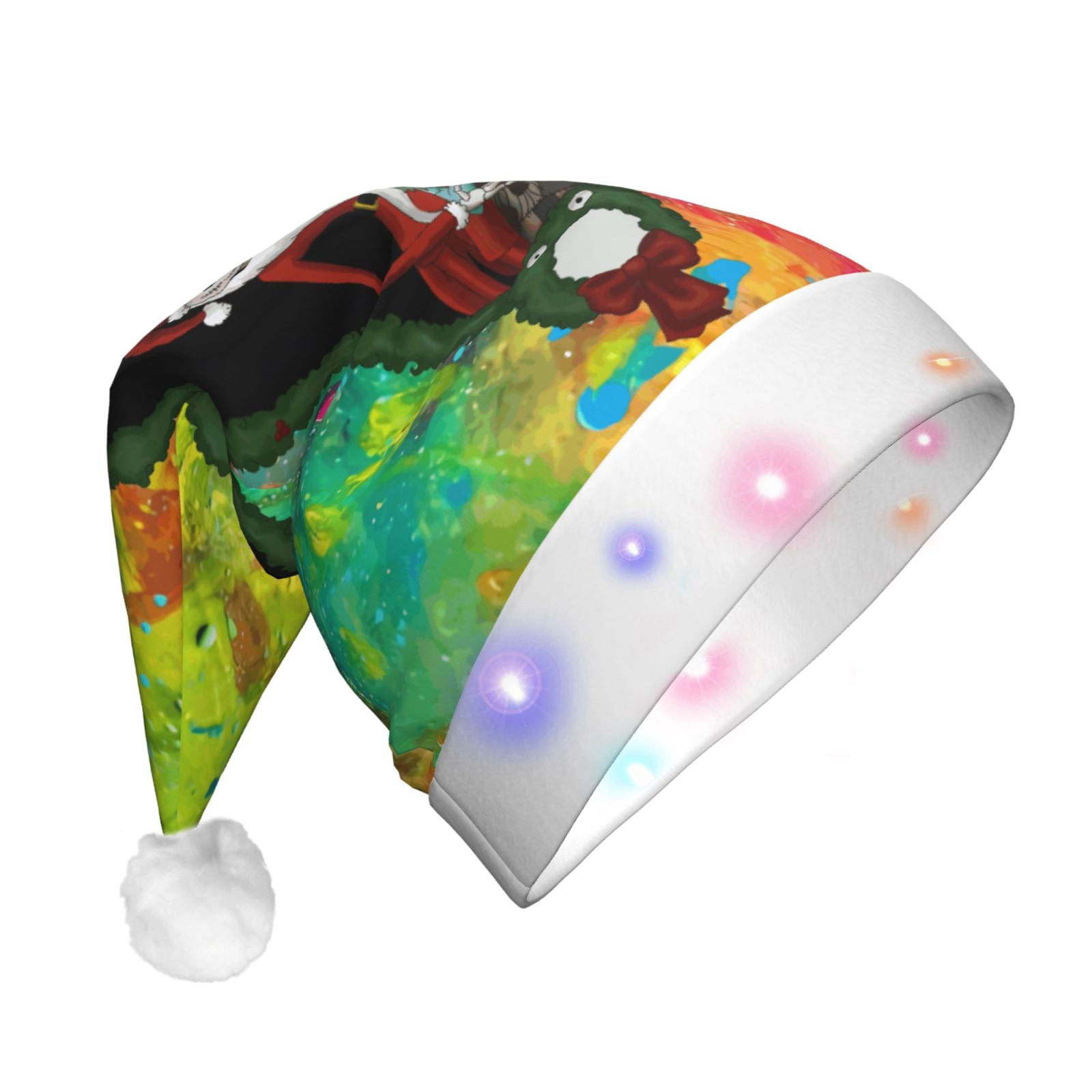 The-Nightmare-Before-Christmas 51 Adult Light Up Santa Hat Led Christmas Hat Funny Xmas Decoration Festive Holiday Party Supplies