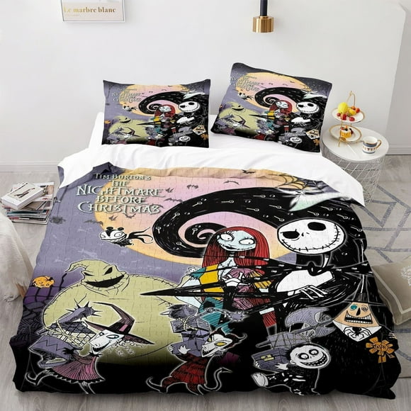The Nightmare Before Christmas Bed Sheet Pillowcase Bedding Set Premium Home Bedroom Washable