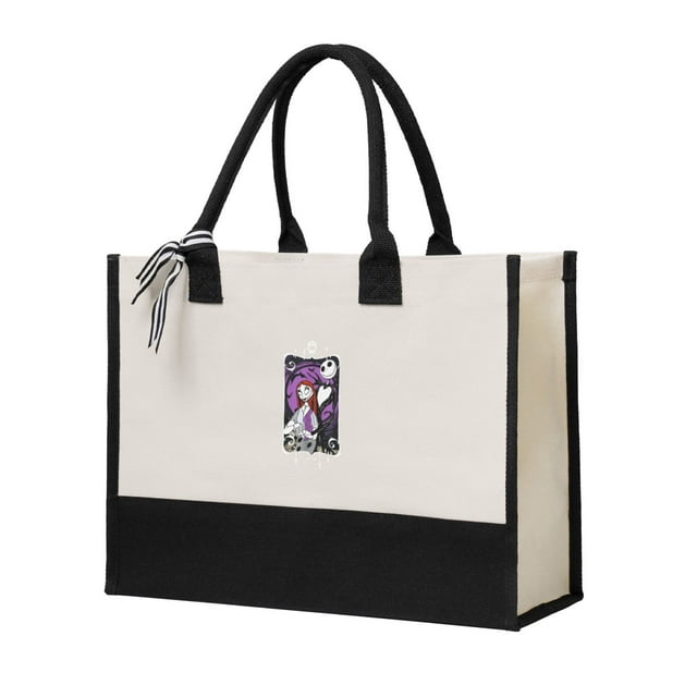 The Nightmare Before Christmas Canvas Tote Bag Pocket Reusable Grocery