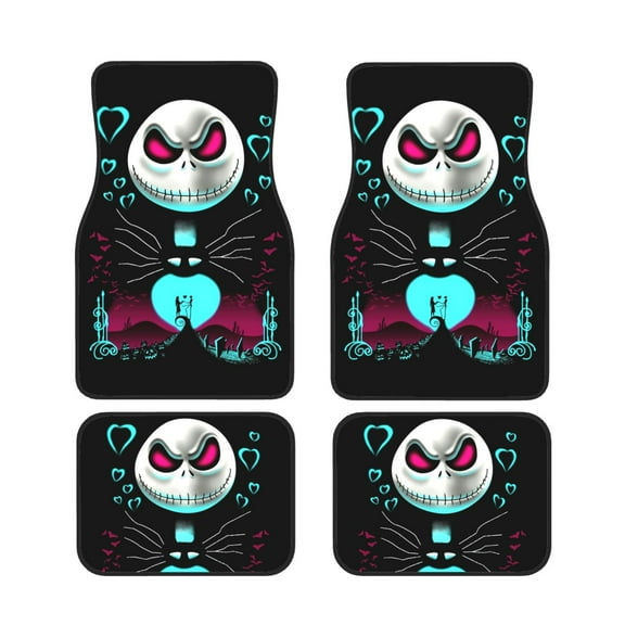 The Nightmare Before Christmas Car Floor Mat Set 4-Piece Front/Rear Auto Foot Mats Carpet Universal Fit Sedans Coupes SUV Truck