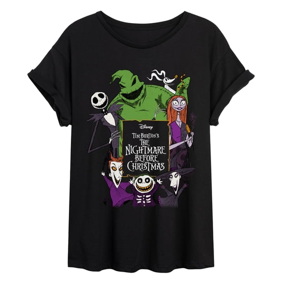 The Nightmare Before Christmas - Character Collage - Juniors Oversized Graphic T-Shirt