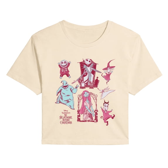 The Nightmare Before Christmas - Character Grid - Juniors Cropped Graphic T-Shirt