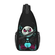 AOIVKUT The Nightmare Before Christmas Chest Bags Crossbody Sling Backpack Unisex Travel Hiking Daypack Shoulder Bag Gifts For Women Men