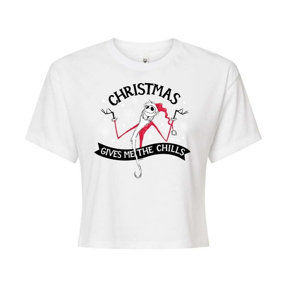 The Nightmare Before Christmas - Christmas Chills - Juniors Cropped Cotton Blend T-Shirt