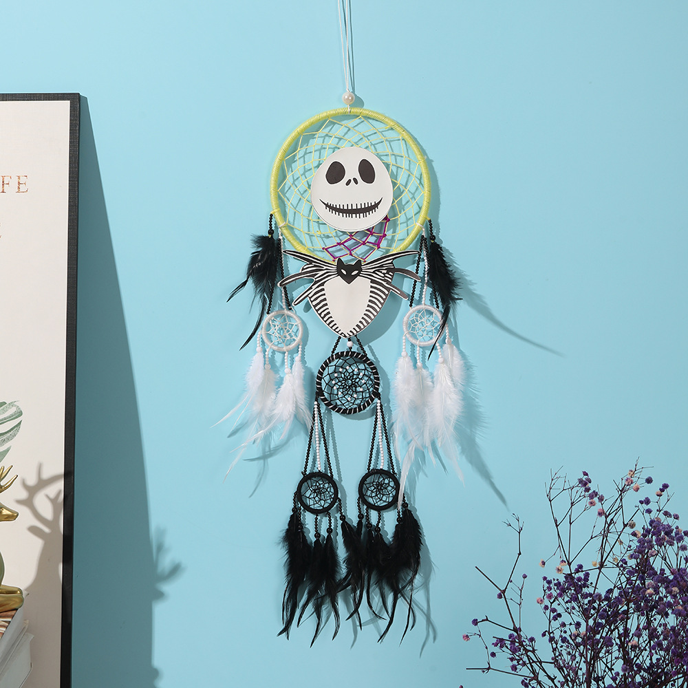 The Nightmare Before Christmas Creative Dream Catcher Jack Sally Wall Hanging Halloween Tassel Wind Chime Decoration Pendant Gift