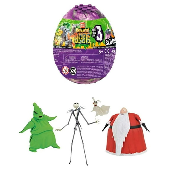 The Nightmare Before Christmas Deluxe Lighted Action Figure Box Set + Mega Construx Breakout Beasts Goldengrowl, Pack of 2