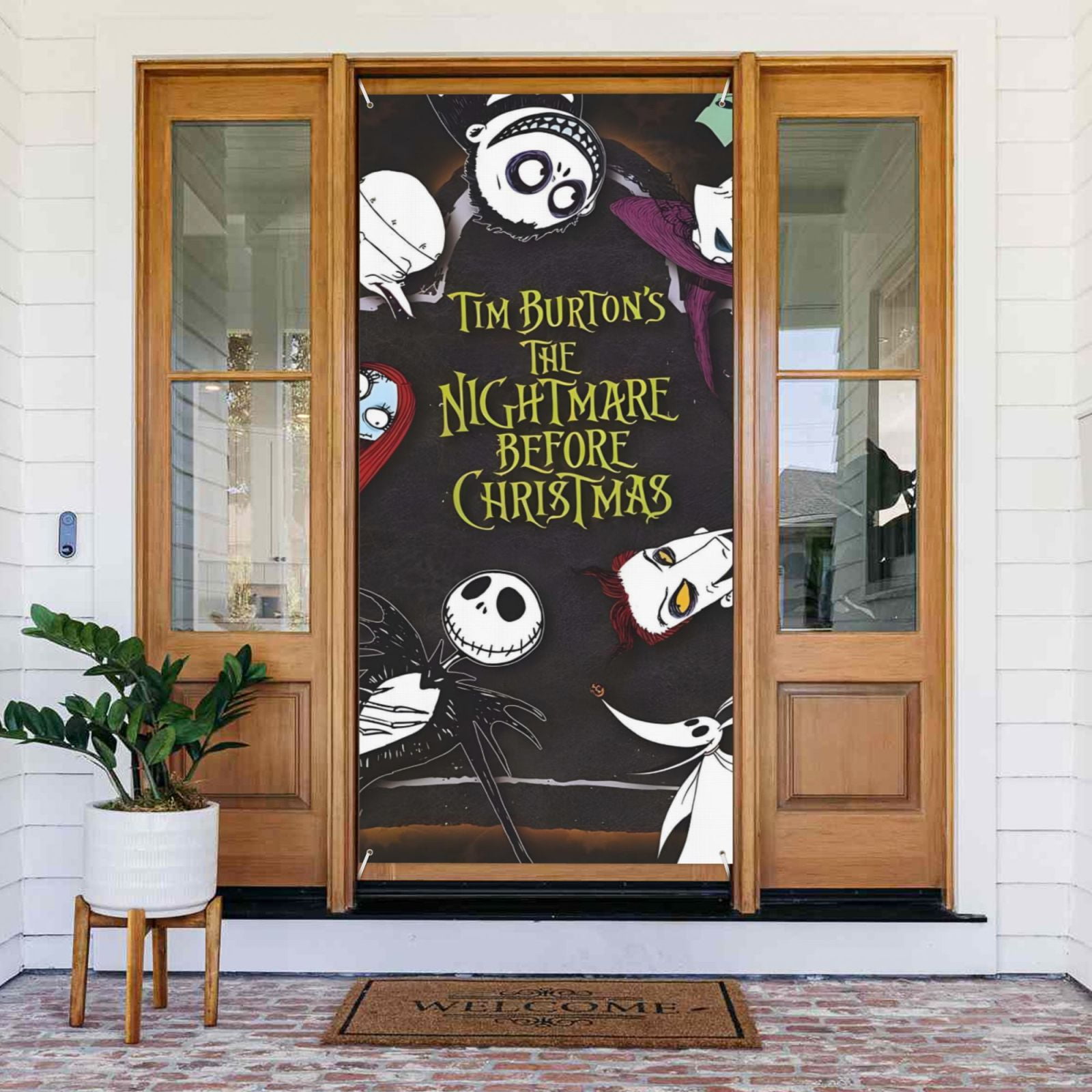 The Nightmare Before Christmas Door Cover Banner Decor Wall Hanging Background For Party Door Indoor Porch (35.4 X 72.8 Inches)