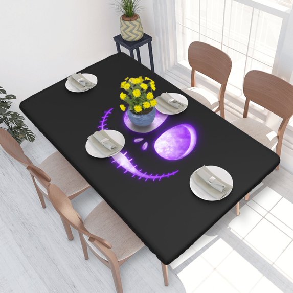 The Nightmare Before Christmas Elastic Edged Table Cover Reusable Fitted Rectangle Tablecloth For Dining Kitchen Party 2.5X4ft