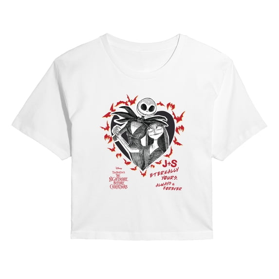 The Nightmare Before Christmas - Flames - Juniors Cropped Graphic T-Shirt