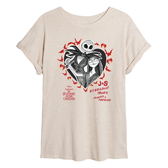 The Nightmare Before Christmas - Flames - Juniors Oversized Graphic T-Shirt