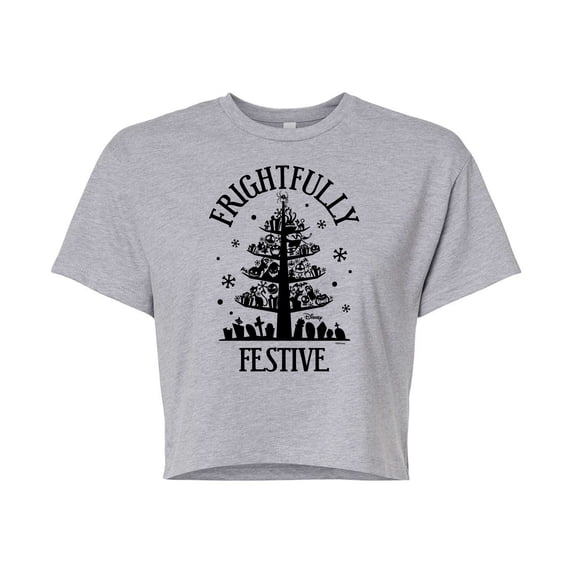 The Nightmare Before Christmas - Frightfully Festive - Juniors Cropped Cotton Blend T-Shirt