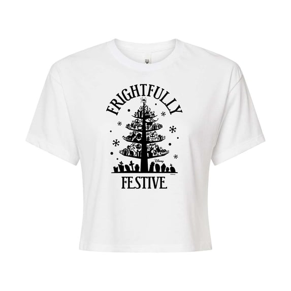 The Nightmare Before Christmas - Frightfully Festive - Juniors Cropped Cotton Blend T-Shirt