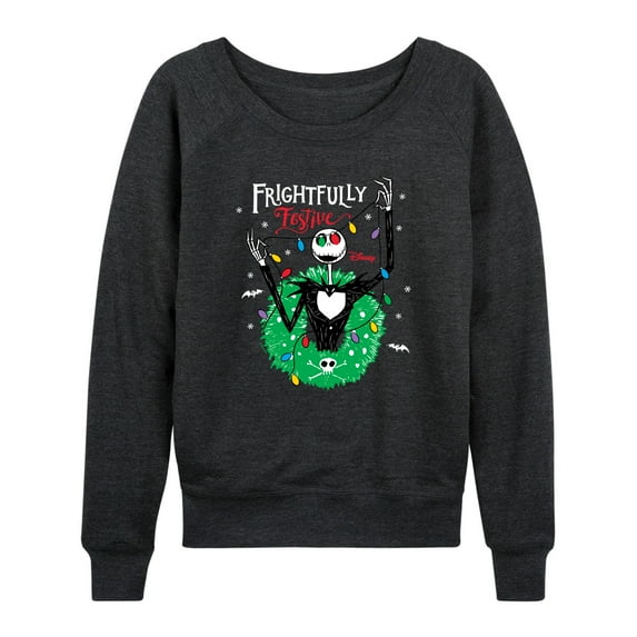 The Nightmare Before Christmas - Frightfully Festive Wreath - Women's Lightweight French Terry Long Sleeve Shirt