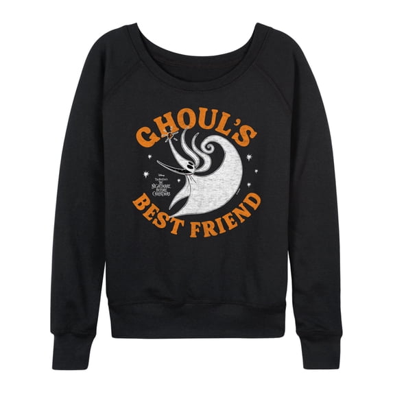 The Nightmare Before Christmas - Ghouls Best Friend Lightweight French Terry Wide Neck Long Sleeve Graphic Shirt