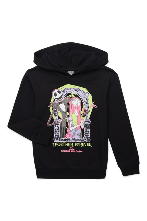 The Nightmare Before Christmas Girls Graphic Fleece Hooded Sweatshirt, Sizes 4-16